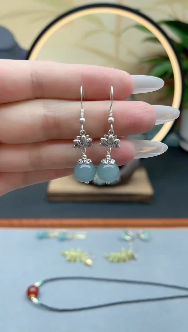 玛瑙/玉髓耳饰银S925镶嵌01