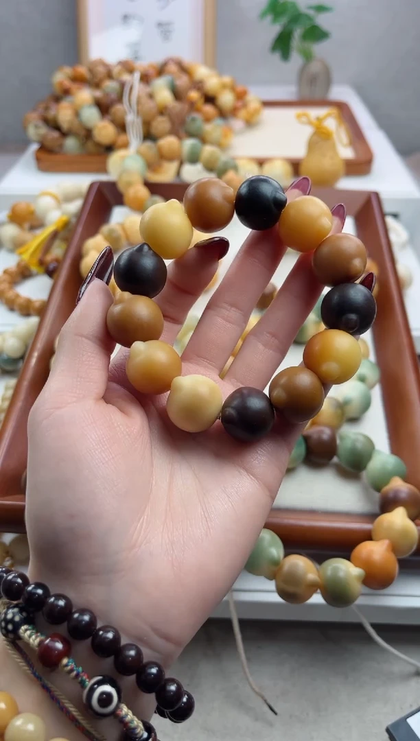 【闪购商品】菩提根/象牙果手串干磨猫猫头21mm手串v54