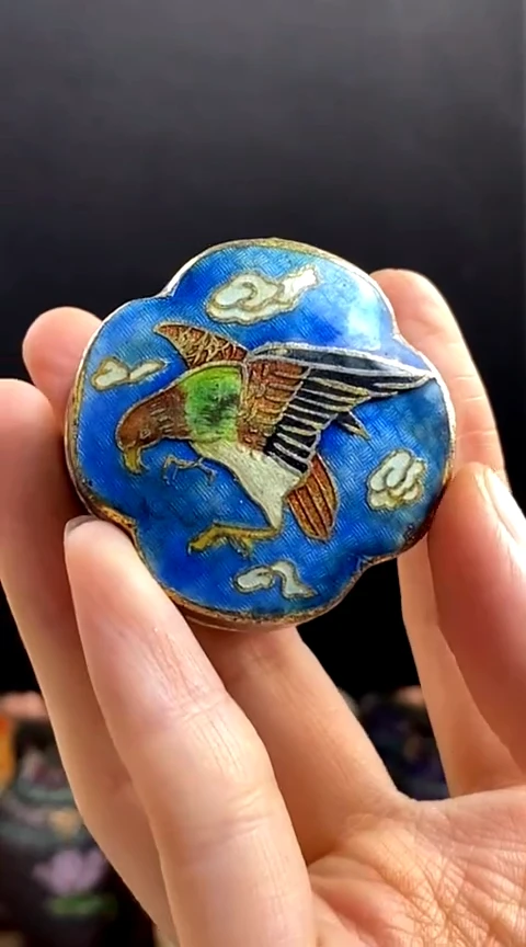 【闪购商品】非遗技艺 景泰蓝粉盒鹰（微瑕）