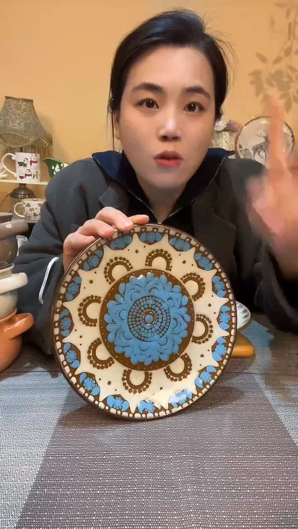 瓷片8英寸手绘盘 介意勿拍