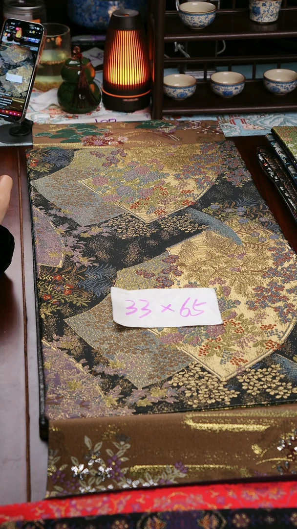 【西阵织金玉满堂蓝双面】中国风干泡织锦茶席33*65