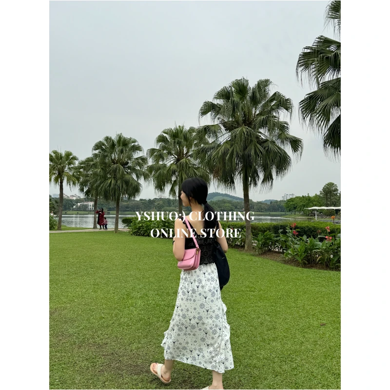 YSHUO【苏丽珍】法式清新小众花边设计感半身A字裙3699