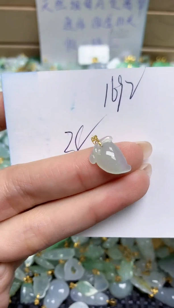 【闪购商品】翡翠颈饰18K金镶嵌天然缅甸A货翡翠