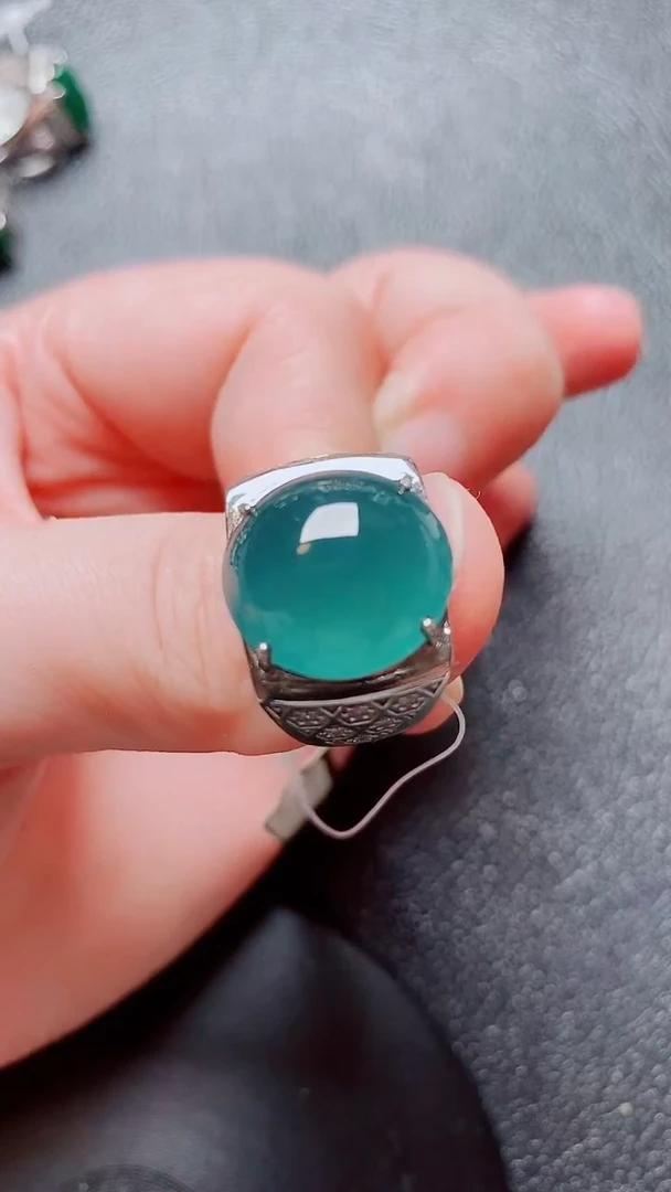 银S925镶嵌戒指翡翠翡翠