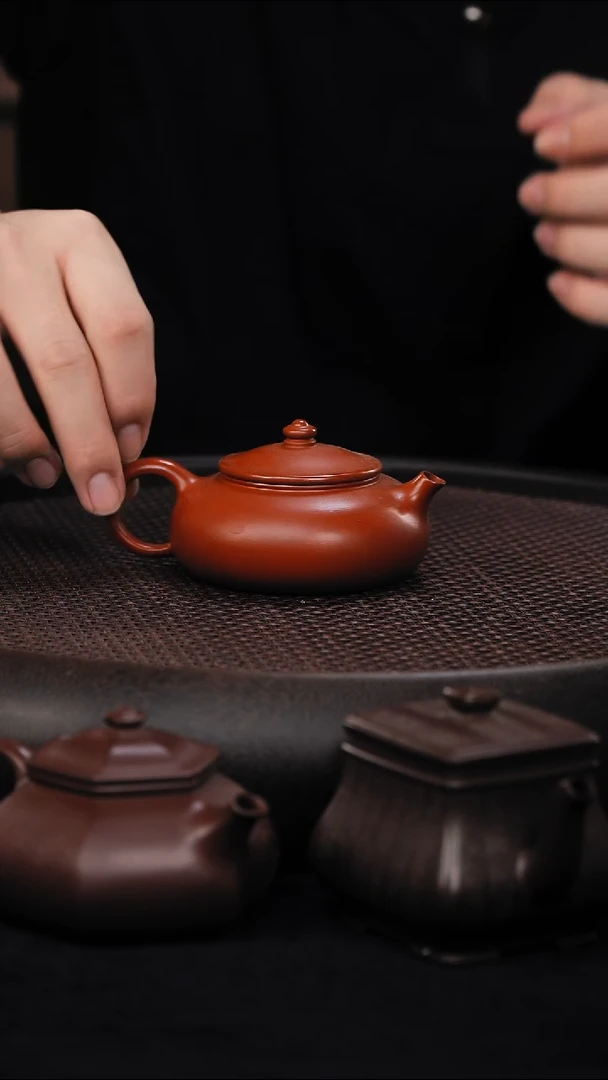 茶壶紫砂寒江 朱泥