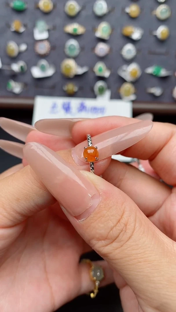 银S925镶嵌戒指翡翠天然翡翠111   1-