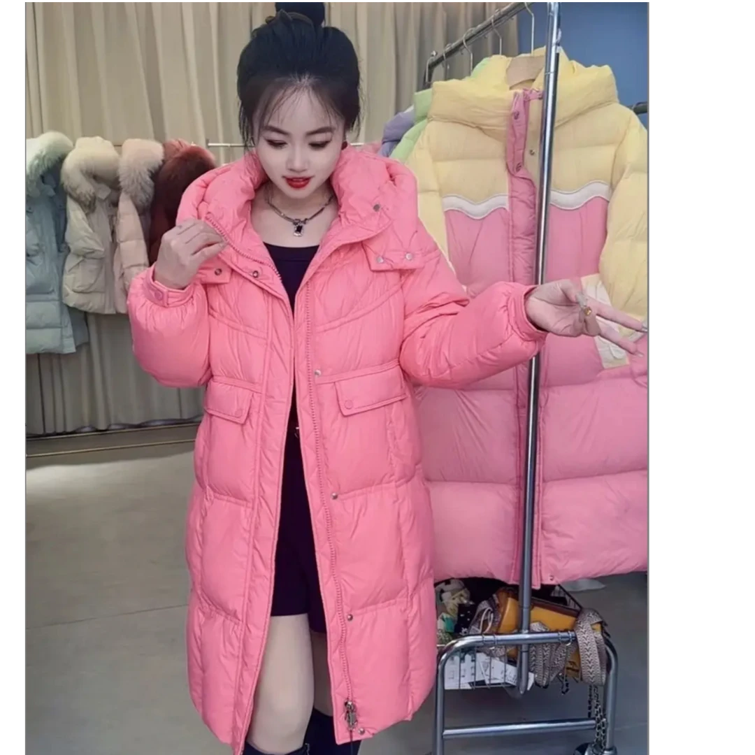 【巴黎旧梦】白鸭绒羽绒服冬季新款韩版宽松高端中长款加厚外套7760