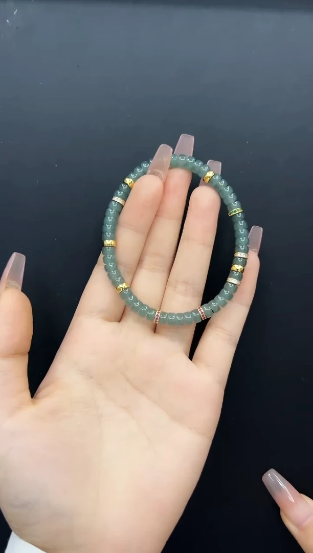 【闪购商品】翡翠手串银S925镶嵌翡翠手串-512018