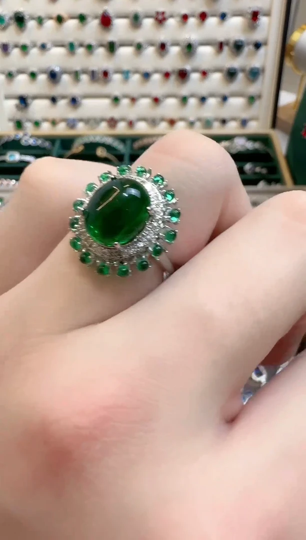 未镶嵌戒指祖母绿祖母绿戒指