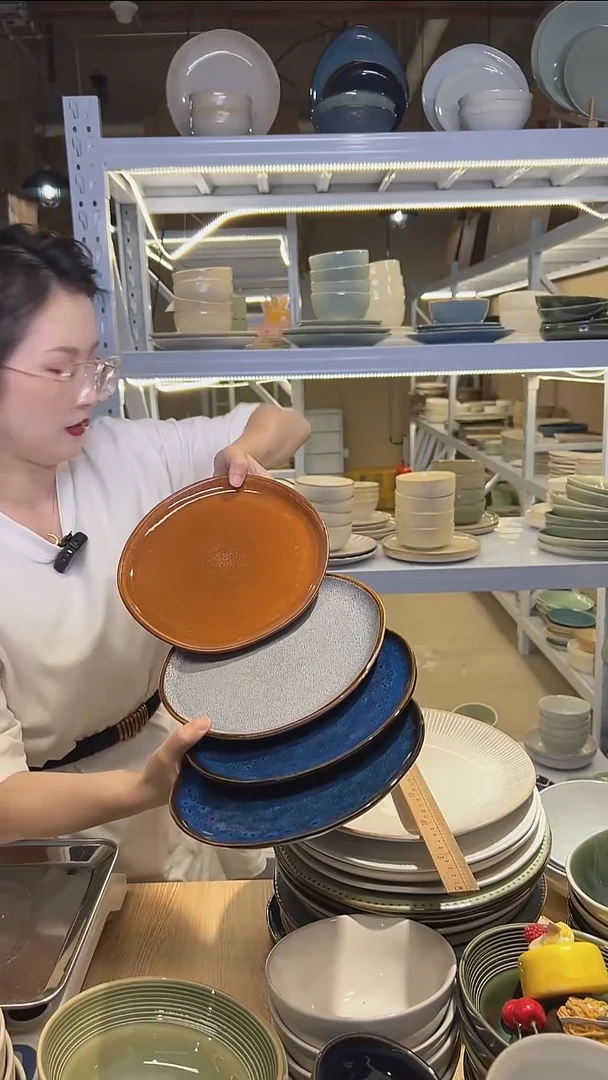 瓷154（八寸）外贸尾货高温釉下彩陶瓷餐具默认微瑕