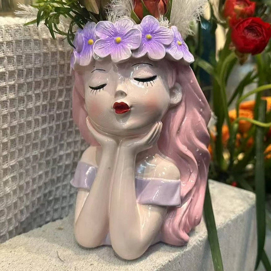 小桔的花园 仙女花盆创意树脂工艺品摆件花园园艺装饰品可爱少女