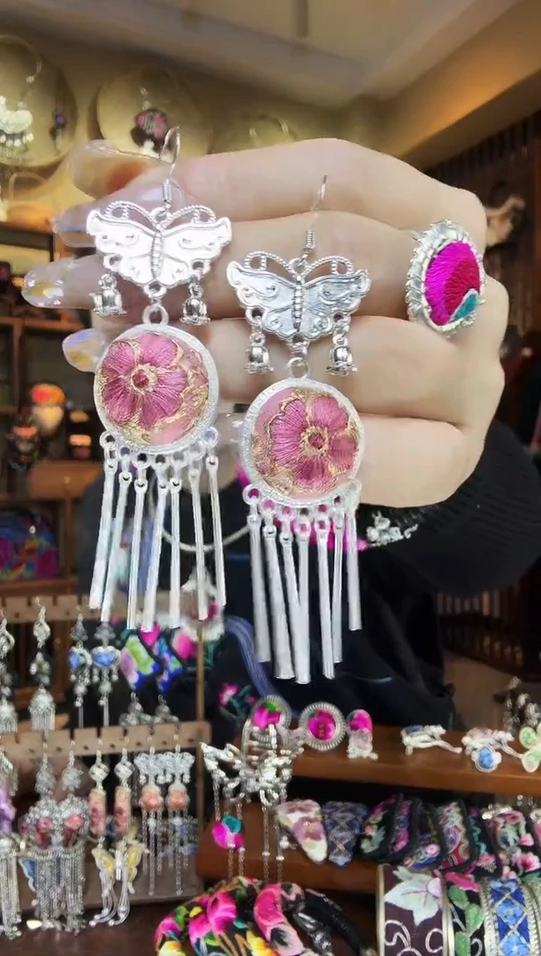 刺绣非遗刺绣民族风耳环