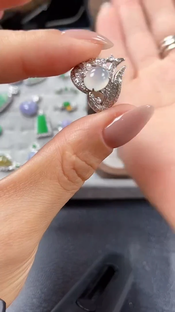 银S925镶嵌戒指翡翠3628