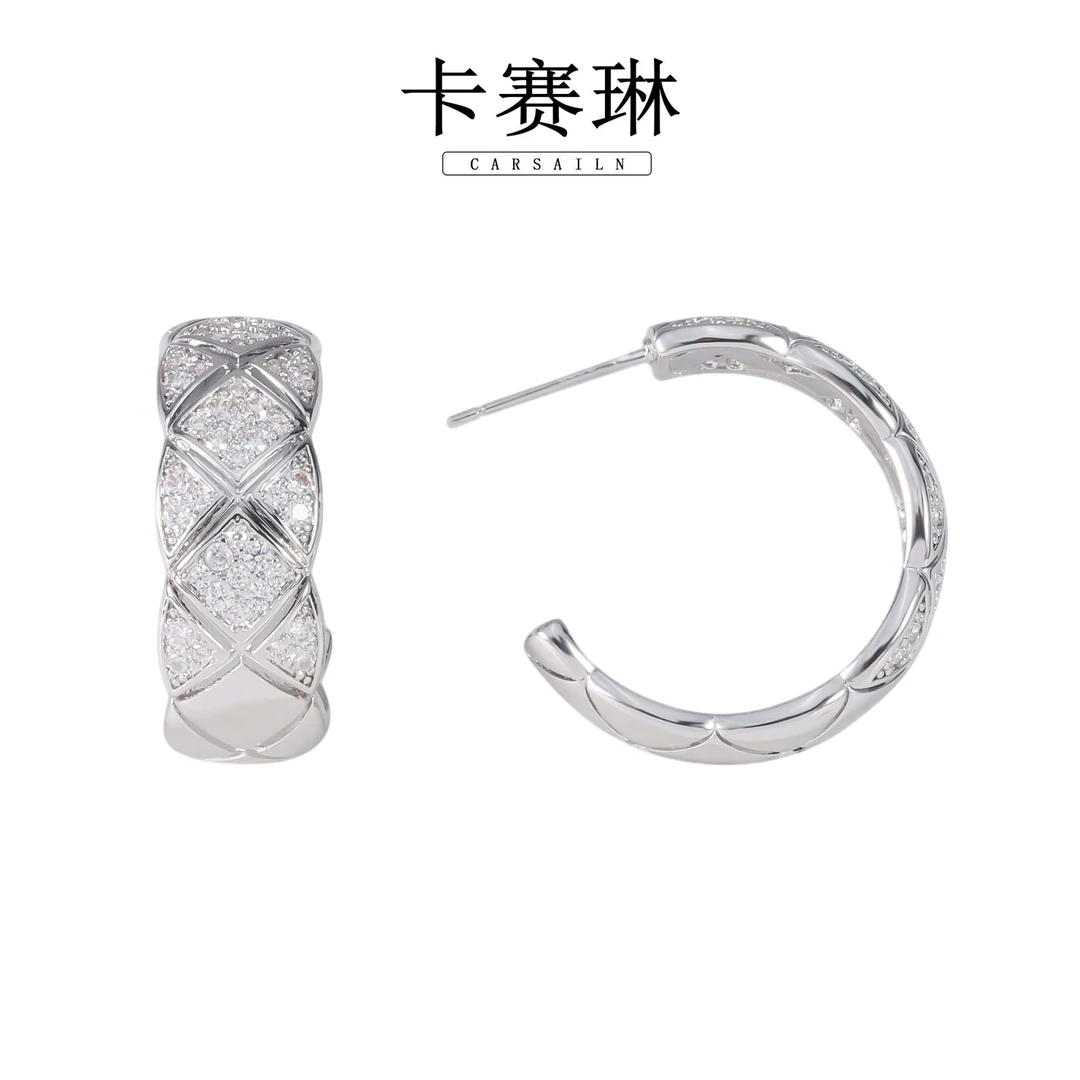 卡赛琳carsailn/ 镀K金 925银针 时尚轻奢简约百搭款式耳钉 2614