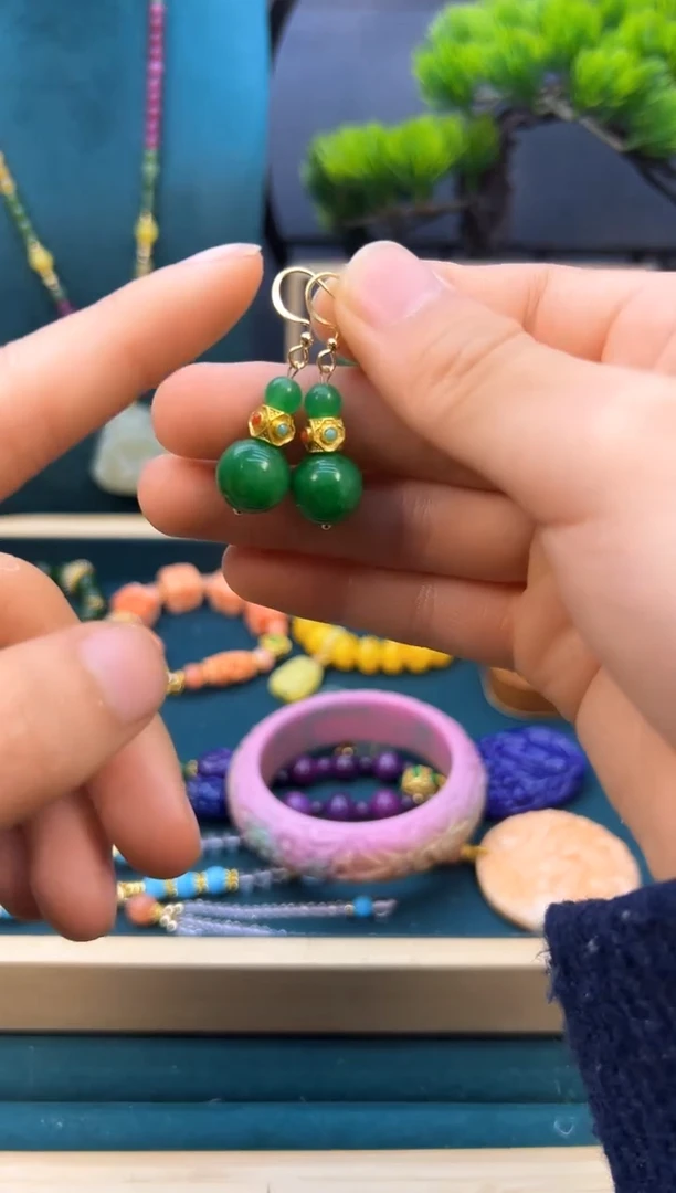 【闪购商品】翡翠耳饰14K金镶嵌E242            