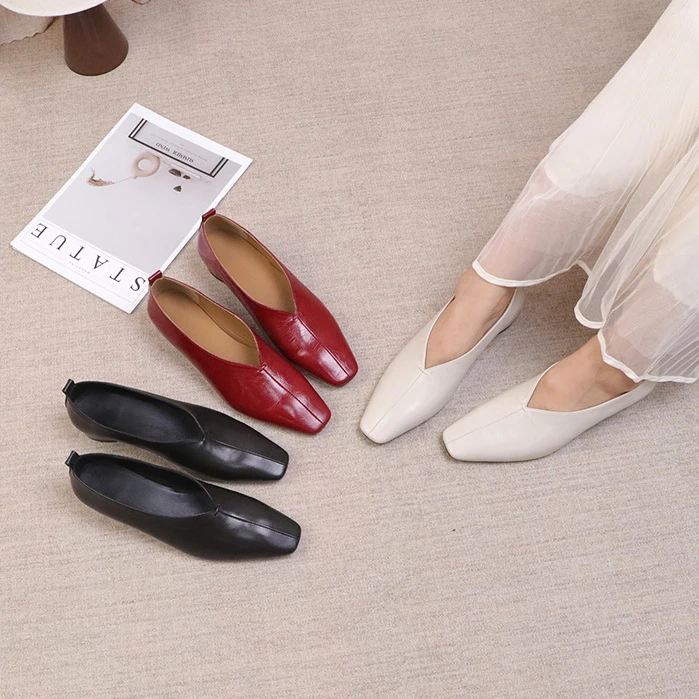 头层牛皮女鞋真皮2025秋季新款时尚百搭简约舒适吸汗方头皮鞋单鞋