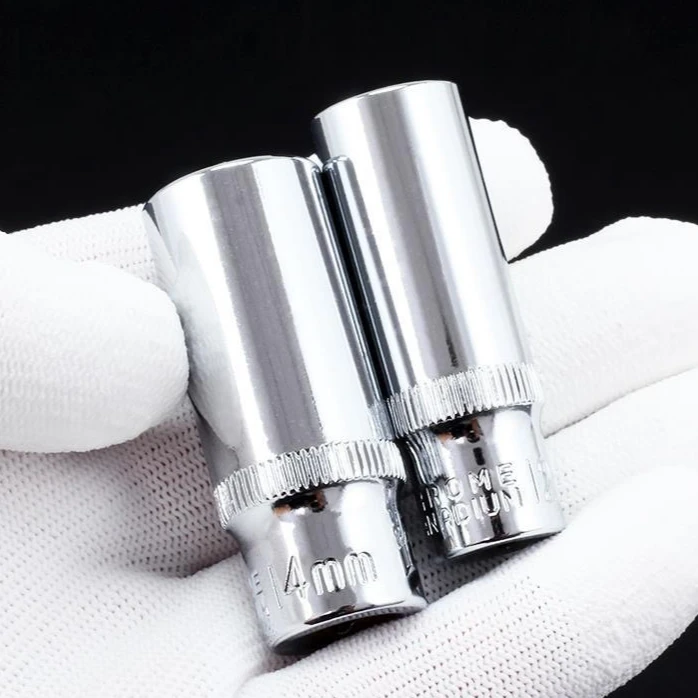 1/4‘’（6.3mm）镜面长套筒4-14mm棘轮扳手工具