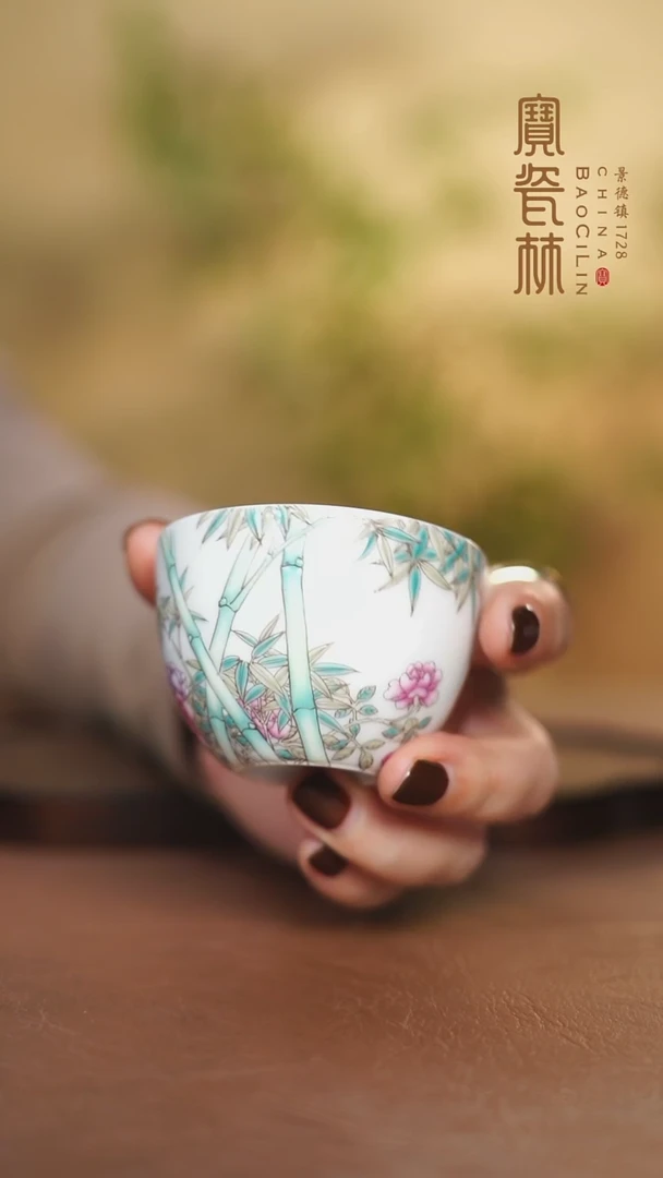 【闪购商品】宝瓷林珐琅竹纹罗汉杯