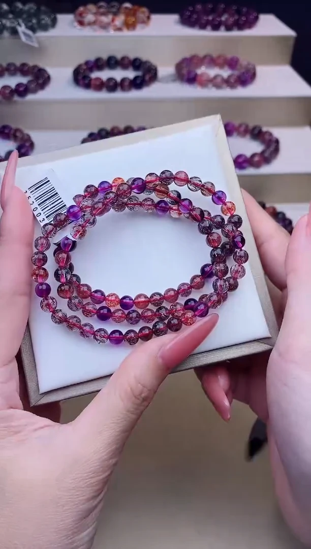 未镶嵌手链水晶黑加仑超七多圈6m+