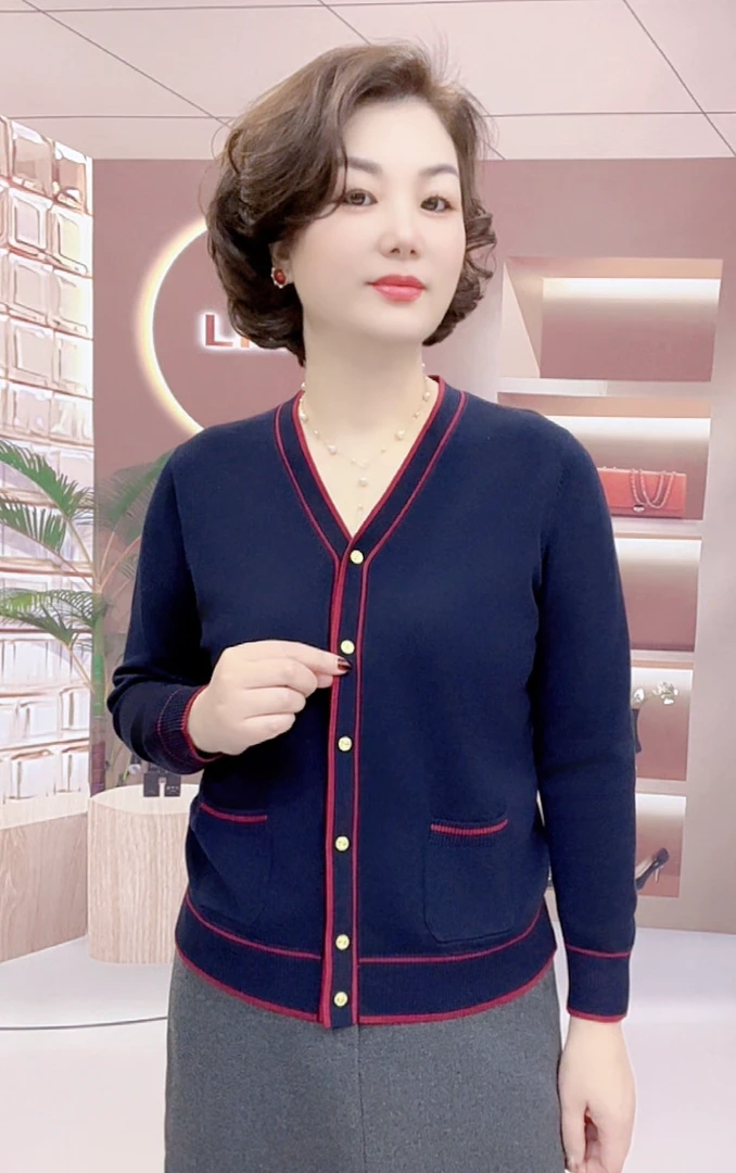 《林李上新》95582秋冬洋气时尚女士百搭针织衫气质长袖针织开衫