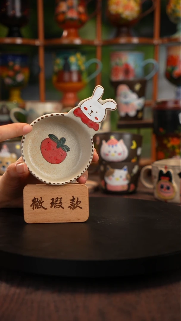 五彩手绘陶瓷豆勺