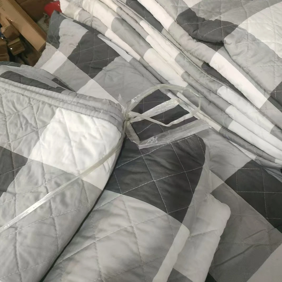 高货经典灰白格四件套床垫床盖228*243起