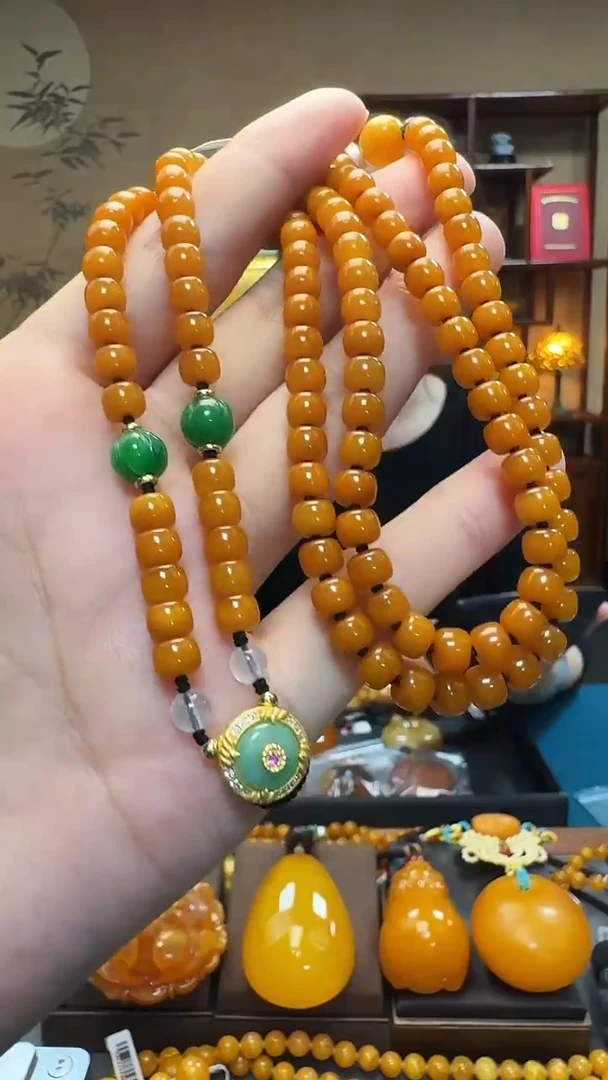蜜蜡项链未镶嵌财****宝天然保真蜜蜡老型项链