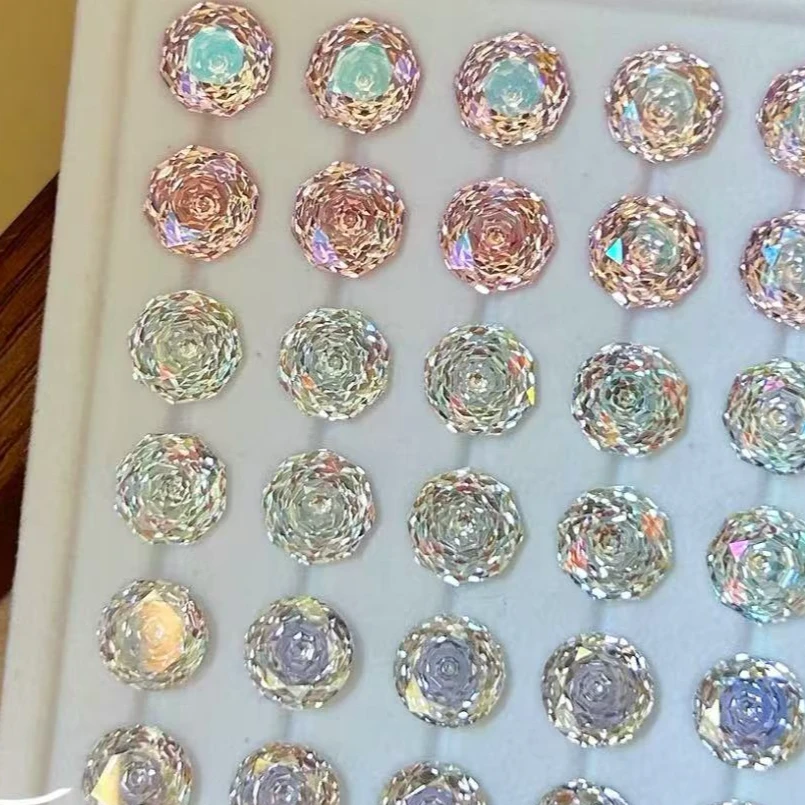 钛钢耳饰 新品8m锆石玫瑰系列撞色钛钢耳饰轻奢高级耳骨耳蜗