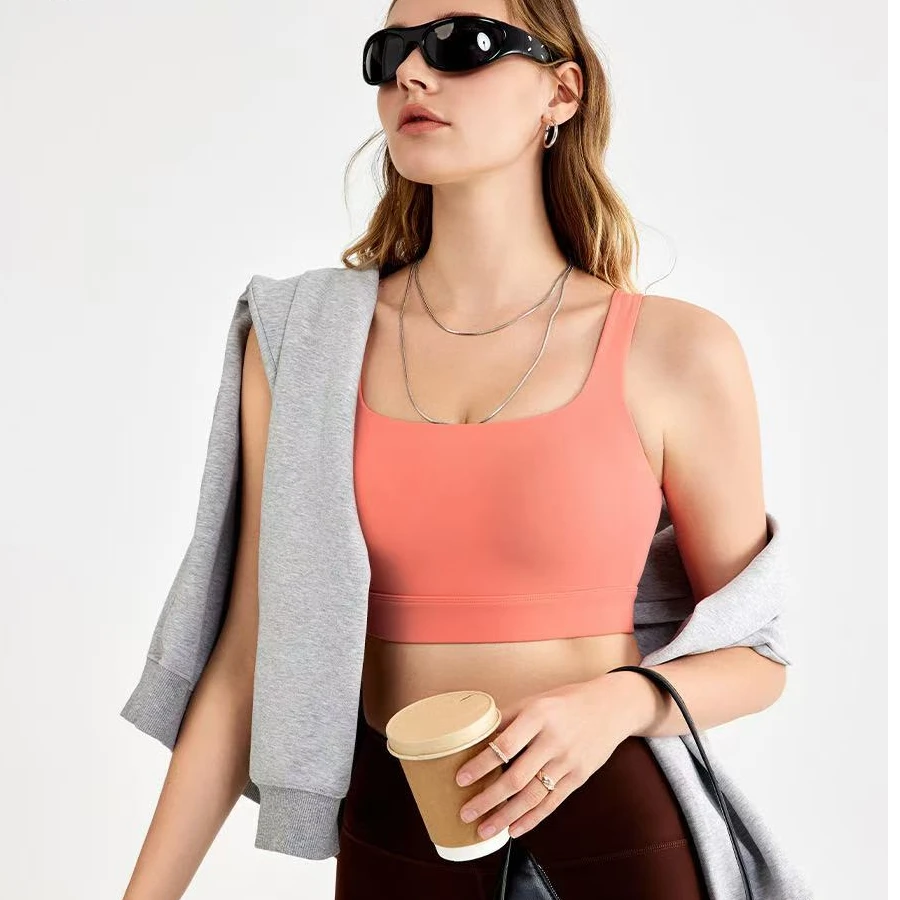 GWDWB115153 裸感美背带杯垫减震文胸遮副乳瑜伽运动背心