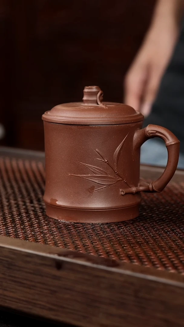 茶壶紫砂底槽清竹叶盖杯【带矿标证书】