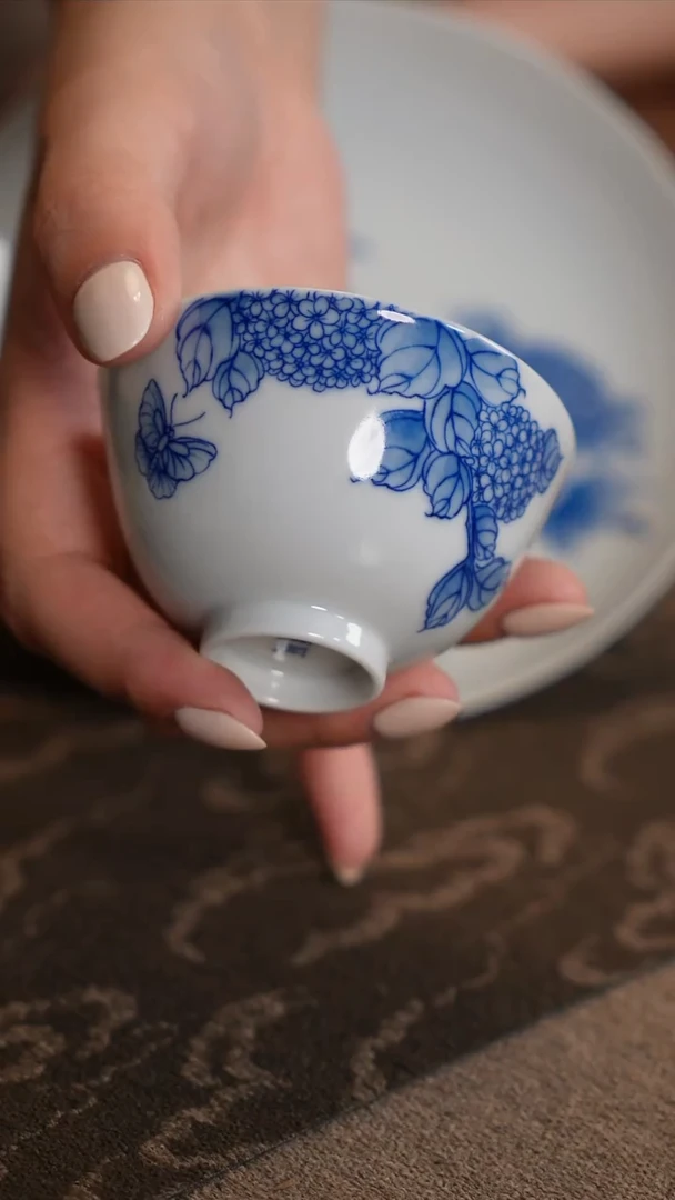 【青遇之境】绣球花鸡心杯