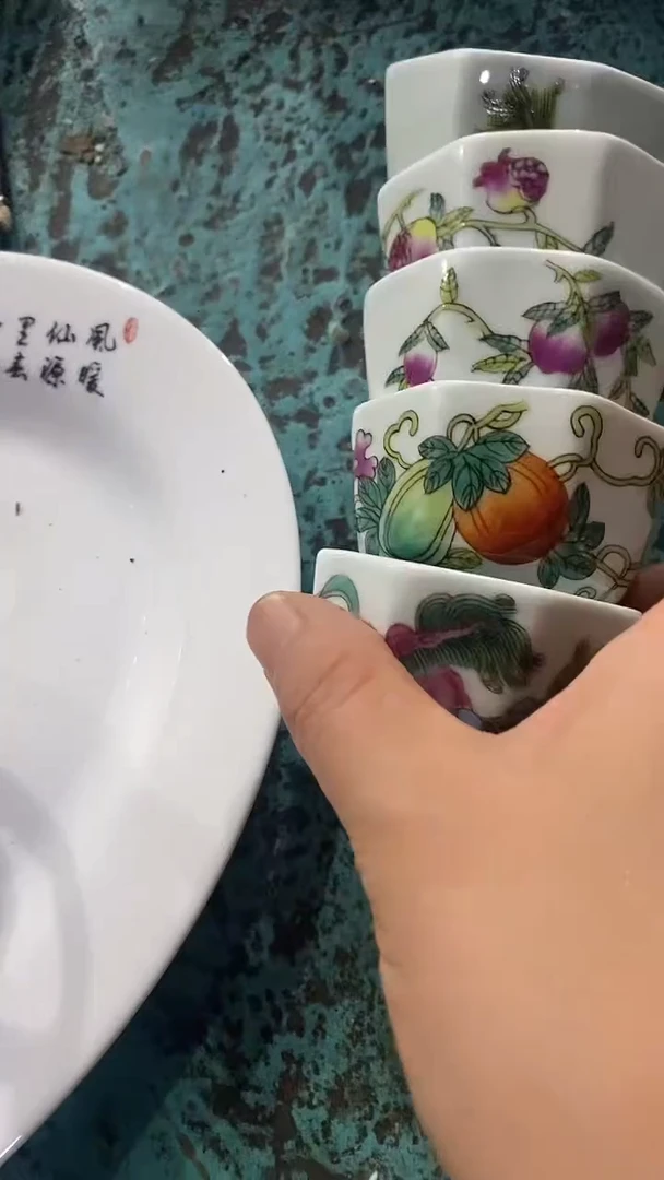 摆件玩玉小八方杯1个 不制定花色