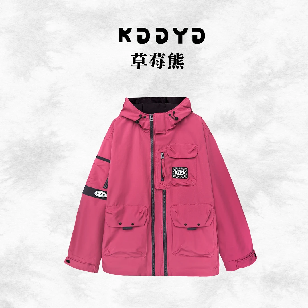 『KDD · YD』“草莓熊”三防炸街通勤工装风户外情侣款外套
