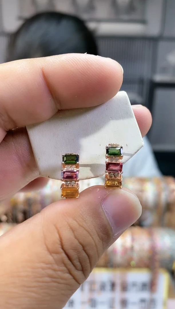 银S925镶嵌耳扣碧玺55166516116115