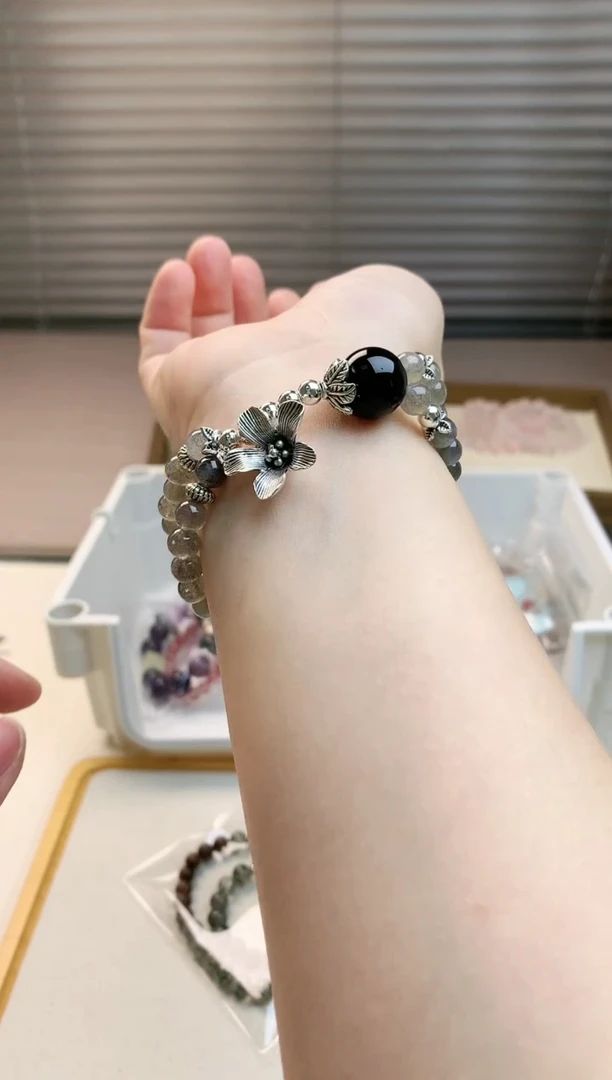 【闪购商品】水晶珠宝半成品未镶嵌灰月银耀双圈