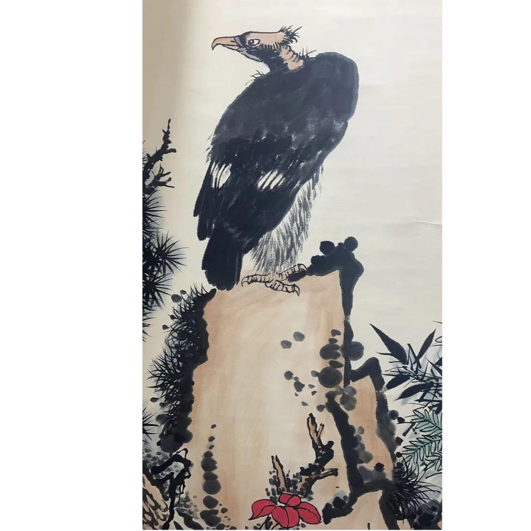潘老 款 绘画秃鹫立轴137*68平尺8.2