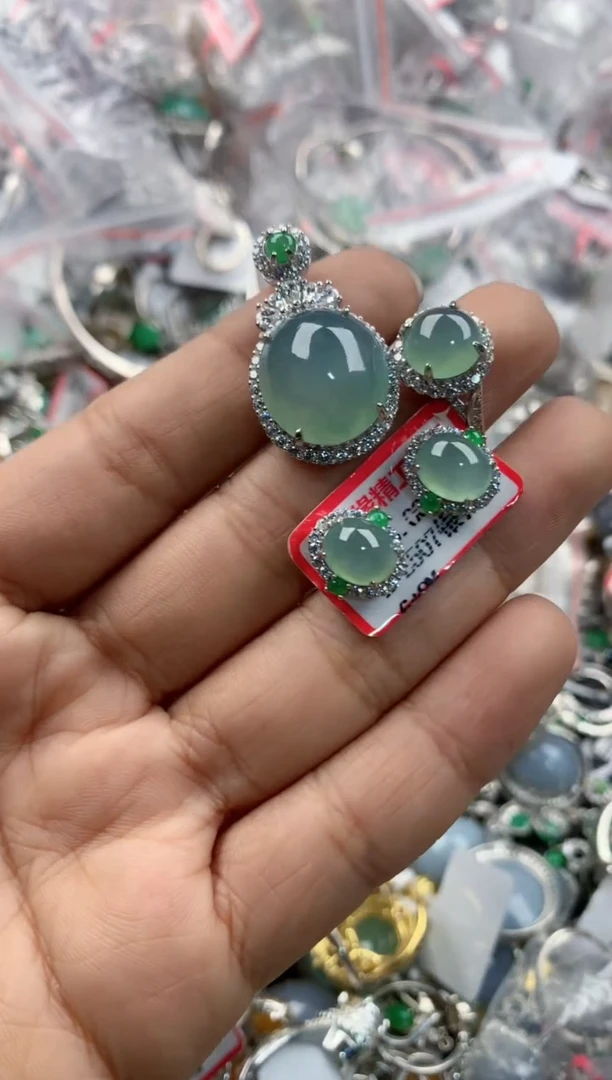 银S925镶嵌戒指翡翠999---9