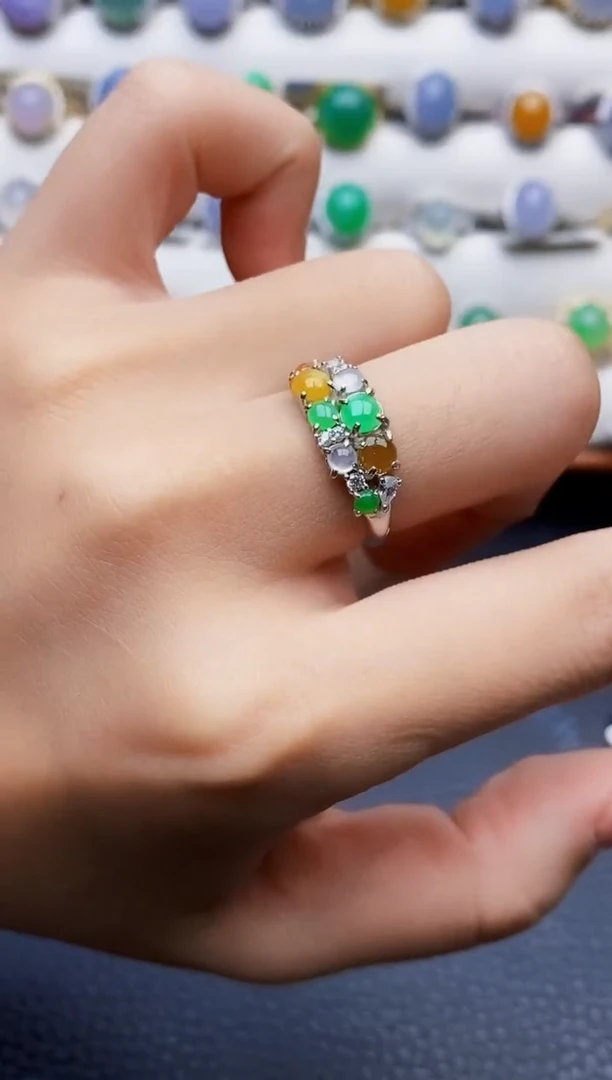 银S925镶嵌戒指翡翠6187