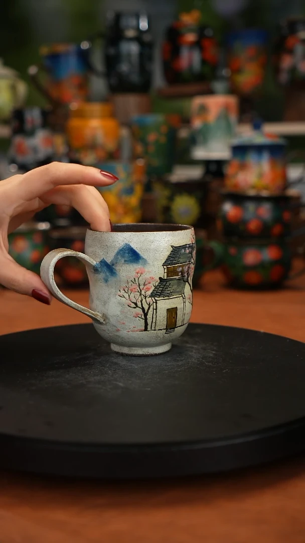 紫砂油画手绘釉下彩