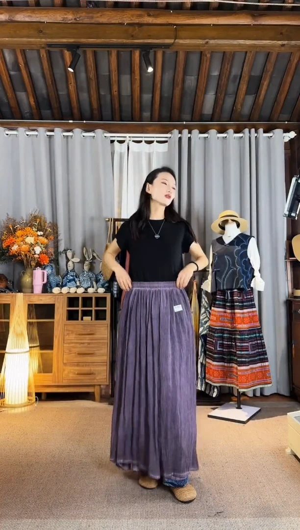 设计师款紫色半裙