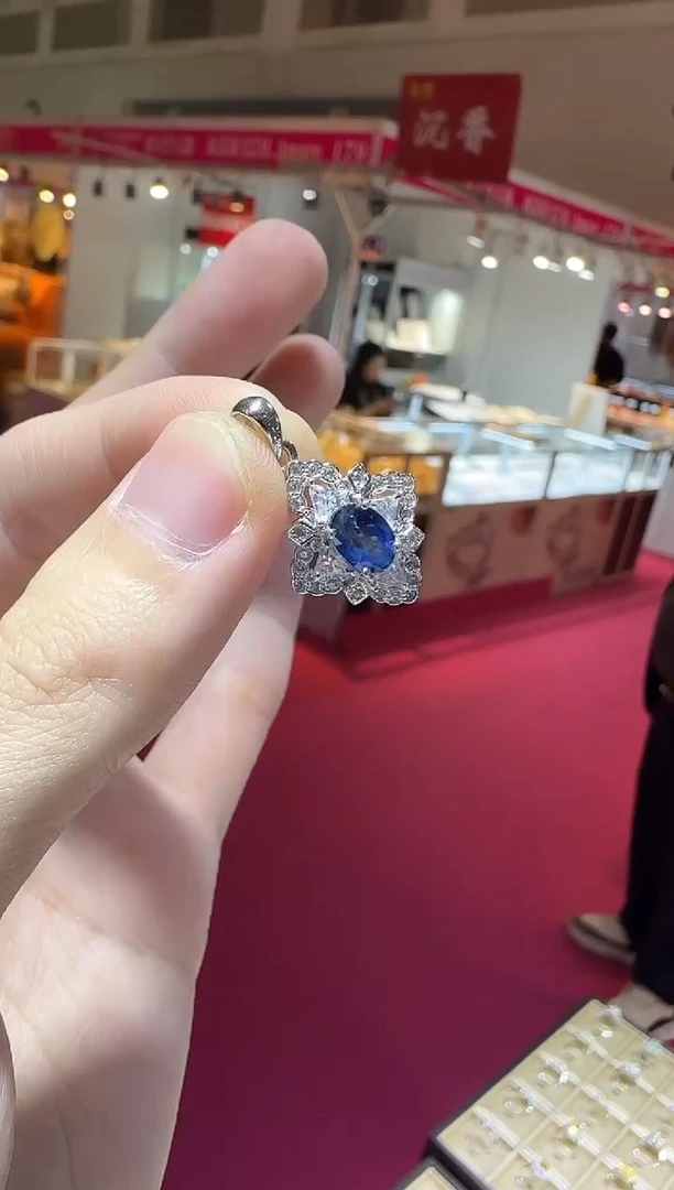 颈饰蓝宝石银S925镶嵌6mm+