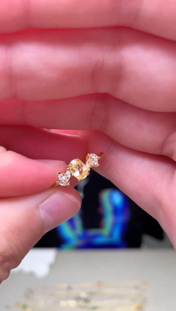 蓝宝石戒指银S925镶嵌戒指