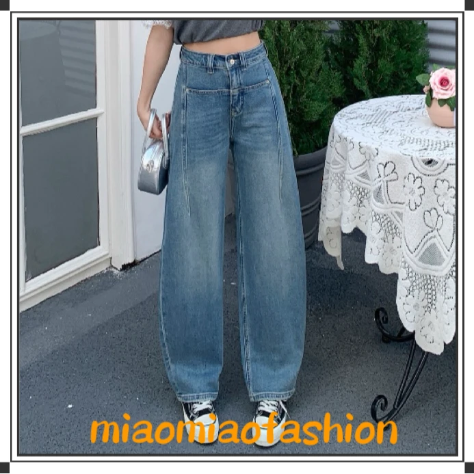 【MIO】米奥早春2025新款设计口袋款高腰宽松显瘦百搭款减龄弯刀裤