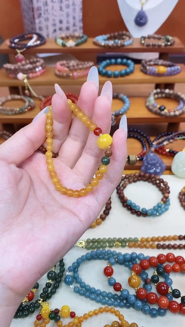 未镶嵌蜜蜡手链05老蜡单圈和田玛瑙