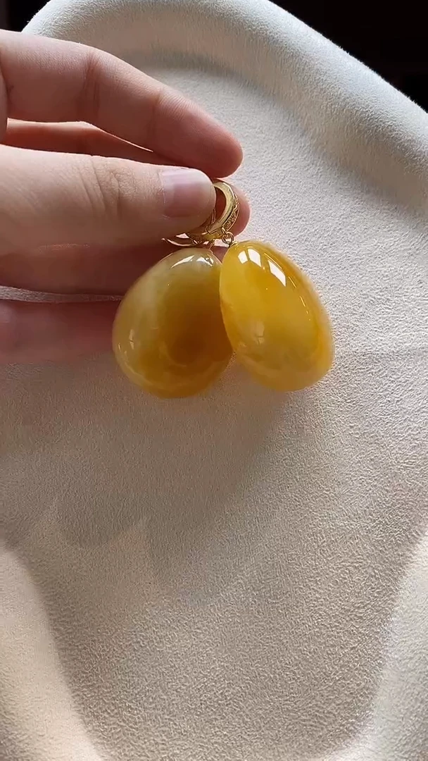 琥珀银S925镶嵌耳饰耳环