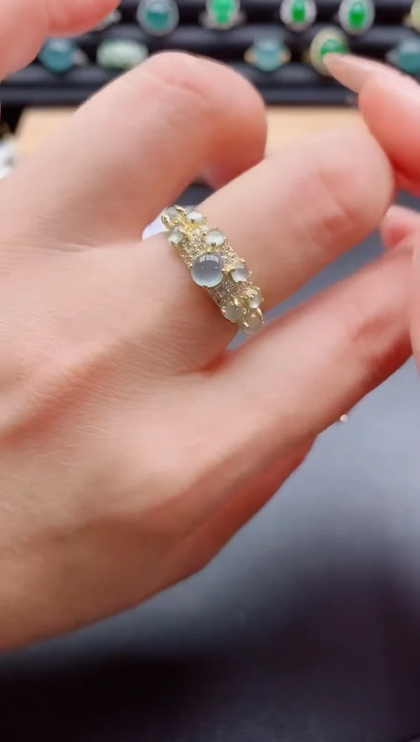 银S925镶嵌戒指翡翠1