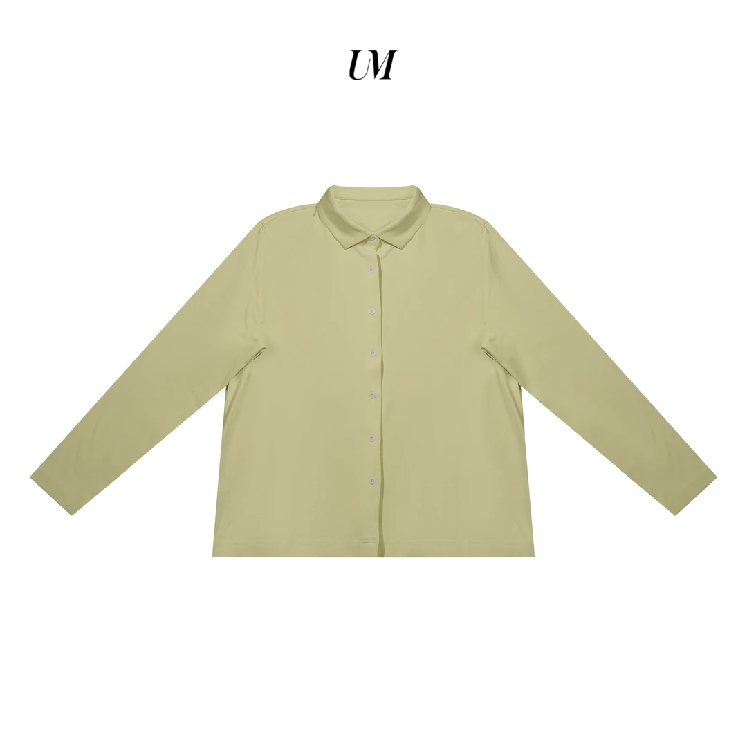 【U.M】极简主义纯色翻领休闲排扣衬衫