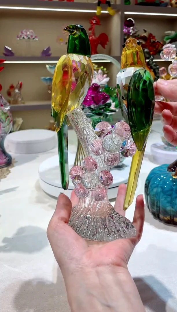 手工艺品琉璃紫**来喜鹊摆件