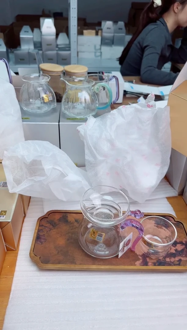 手工艺品玻璃禾器晶悦茶海浅紫色+奉珠滤网浅紫色