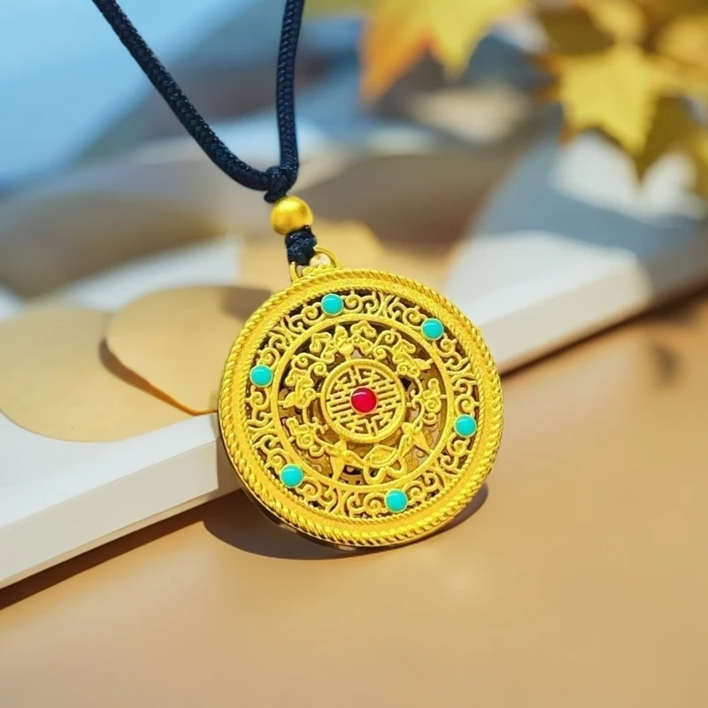 合金吊坠 古法工艺五福缘吊坠吉祥挂饰